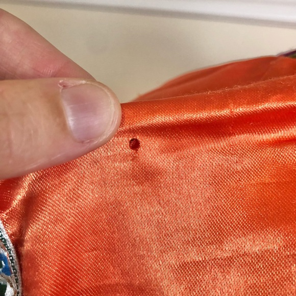 Silky embroidered snap front blouse made & bought in Mexico. - Picture 3 of 4